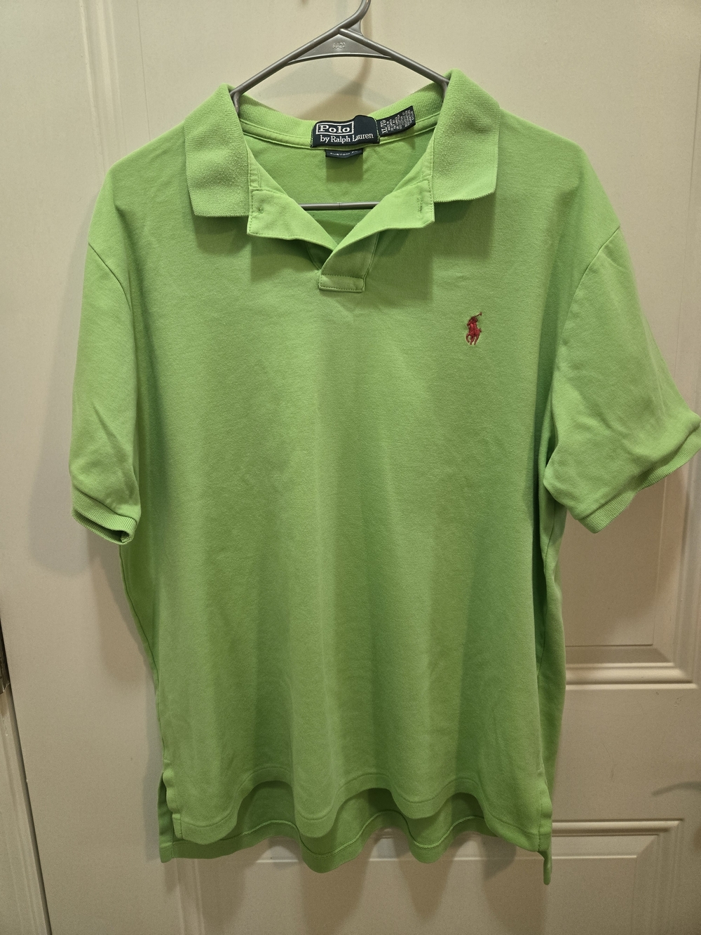 Polo by Ralph Lauren Men’s Lime Green Short Sleeve Polo with Red Pony